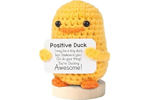MEGANJDESIGNS Handmade Mini Positive Crochet Animal, Cute Crochet Animals Stuff Funny Knitted Wool Handwoven Ornaments, Emotional Support Crochet Unique Birthday Gift for Animal Lovers Friends Women (Duck)