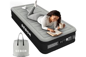 Sebor Luxury X-Long Twin Air Mattress with Built in Pump,Suit for Home & Guests,Travel Air Mattress Twin XL for Adults,Inflatable Travel Bed,330lb MAX(Black Grey)