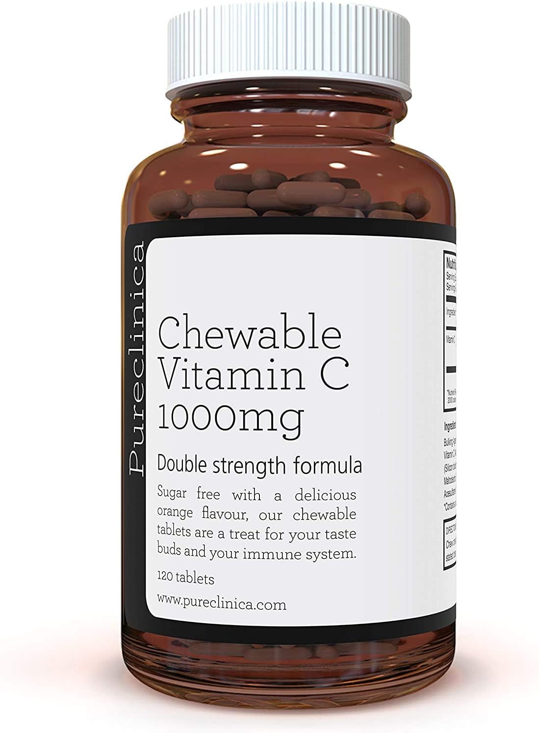Double Strength Chewable Vitamin C 1000mg x 120 Tablets (Orange Flavour), 120 count (Pack of 1)