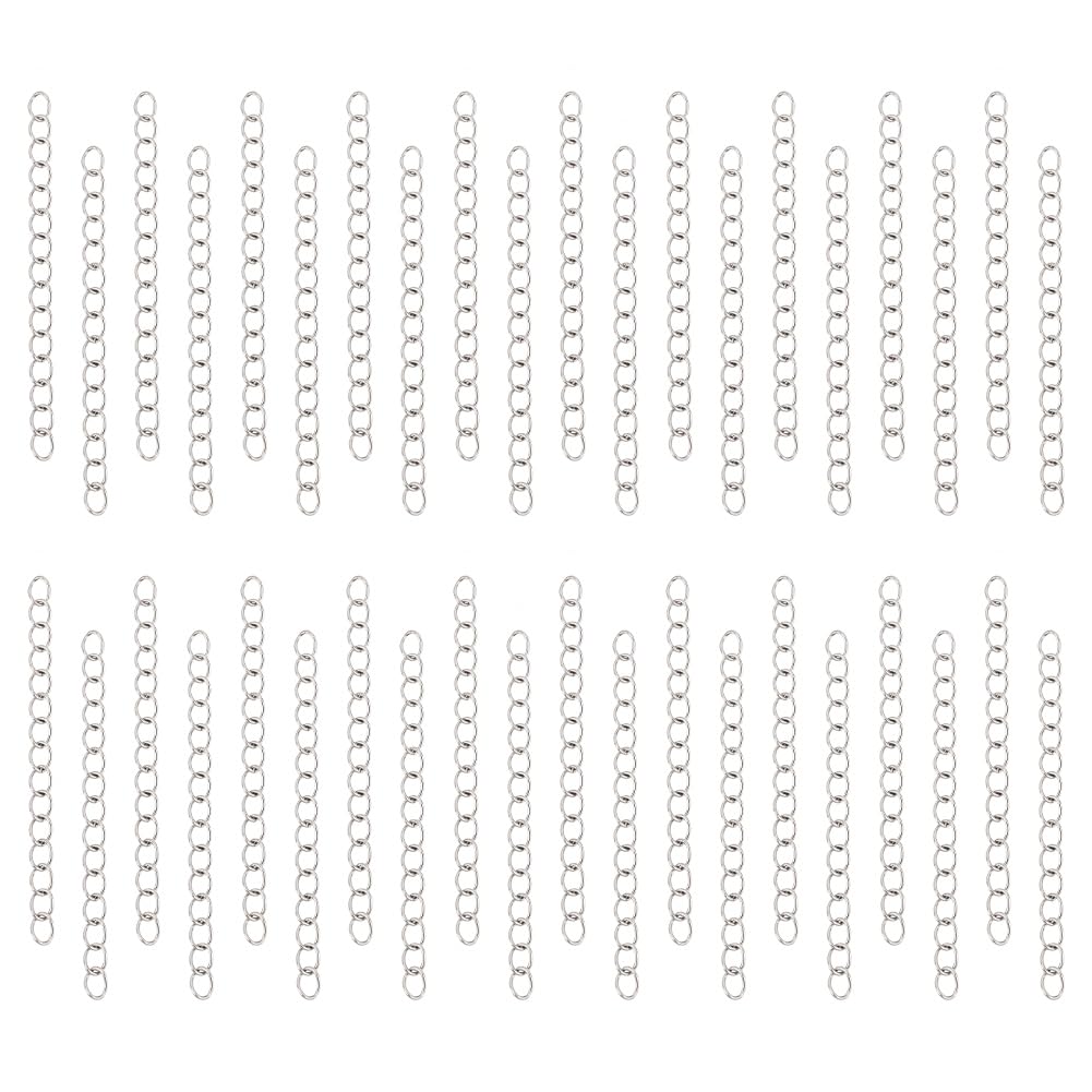 UNICRAFTALE about 100 Strands 40mm Chain Extension, Soldered Extender Chain, Surgical Steel Chain Extension Tails for Jewelry Making Supplies Stainless Steel Color