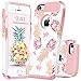 iPhone SE Case iPhone 5S Case iPhone 5 Case GUAGUA Pink Pineapple Women Girls Slim Dual Layer Hybrid Hard PC Soft Bumper Glossy Cover Shockproof Protective Phone Cases for iPhone SE 5S 5,Rose Gold