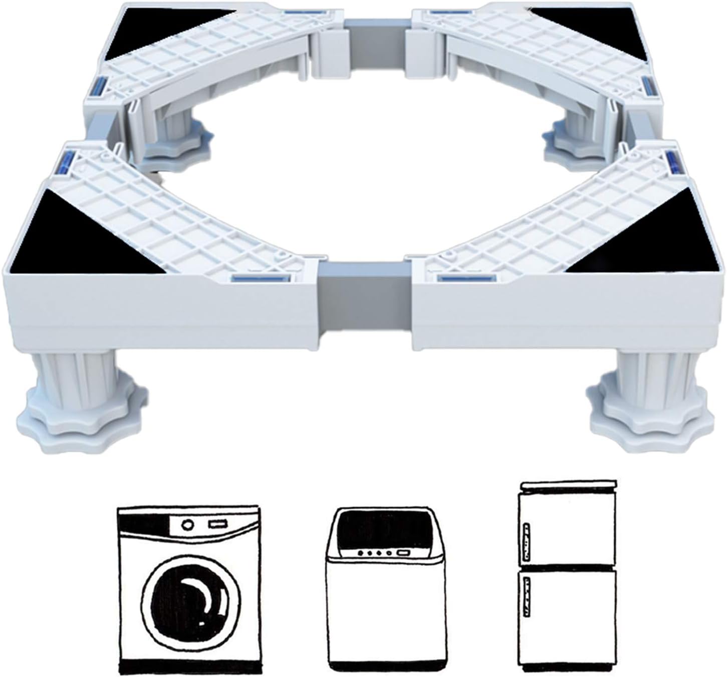 Multi-functional Ajustable Base Stand Washing Machine Stand Holder with 4 Strong Feet Stent Durable Heavy Load 300kg Floor Trays for Washing Machine,Dryer and Refrigerator