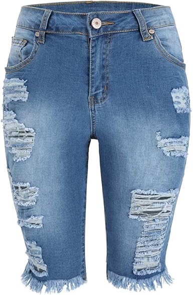 bermuda jeans feminina rasgada