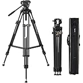 SmallRig AD-80 FreeBlazer Heavy-Duty Video Tripod System, 75" Tall, Fluid Head, One-Step Height Adjust, Dual-Mode QR Plate, Load up to 17lbs, Professional Tripod for Camera