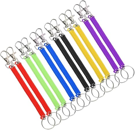 Amazon Co Jp Kesyoo スパイラル キーリング キーホルダー カラフル プラスチック スパイラルキーチェーン コイルストラップ 伸びる 格納式 12点セット おもちゃ
