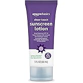 Amazon Basics Broad Spectrum Sheer Facial Sunscreen SPF 55, UVA/UVB Protection, Water Resistant 80 min, Clean Feel, Formulated Without Octinoxate &amp; Oxybenzone, 3 fl oz (Pack of 1) (Previously Solimo)