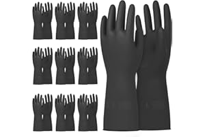 Beieverluck 10 Pairs Chemical Resistant Rubber Gloves Industrial Gloves Cleaning Protective Safety Work Gloves, Medium