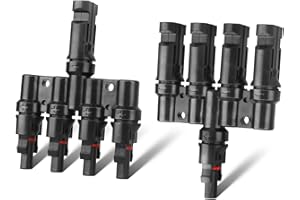 Pjerjzn Solar Panel Connector Solar Y Branch 4 to 1 Solar Panel Splitter 4 Way 1000V Y Branch Solar Panel Parallel Connectors for Parallel Connection Solar Panels (1 Pair 4 to 1)
