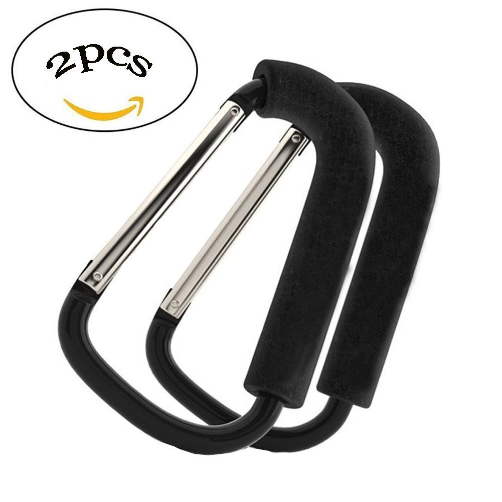 WADY 2pcs Strong Large Durable Buggy Carabiner Hooks Mummy Clip Pushchair Shopping Bag Holder