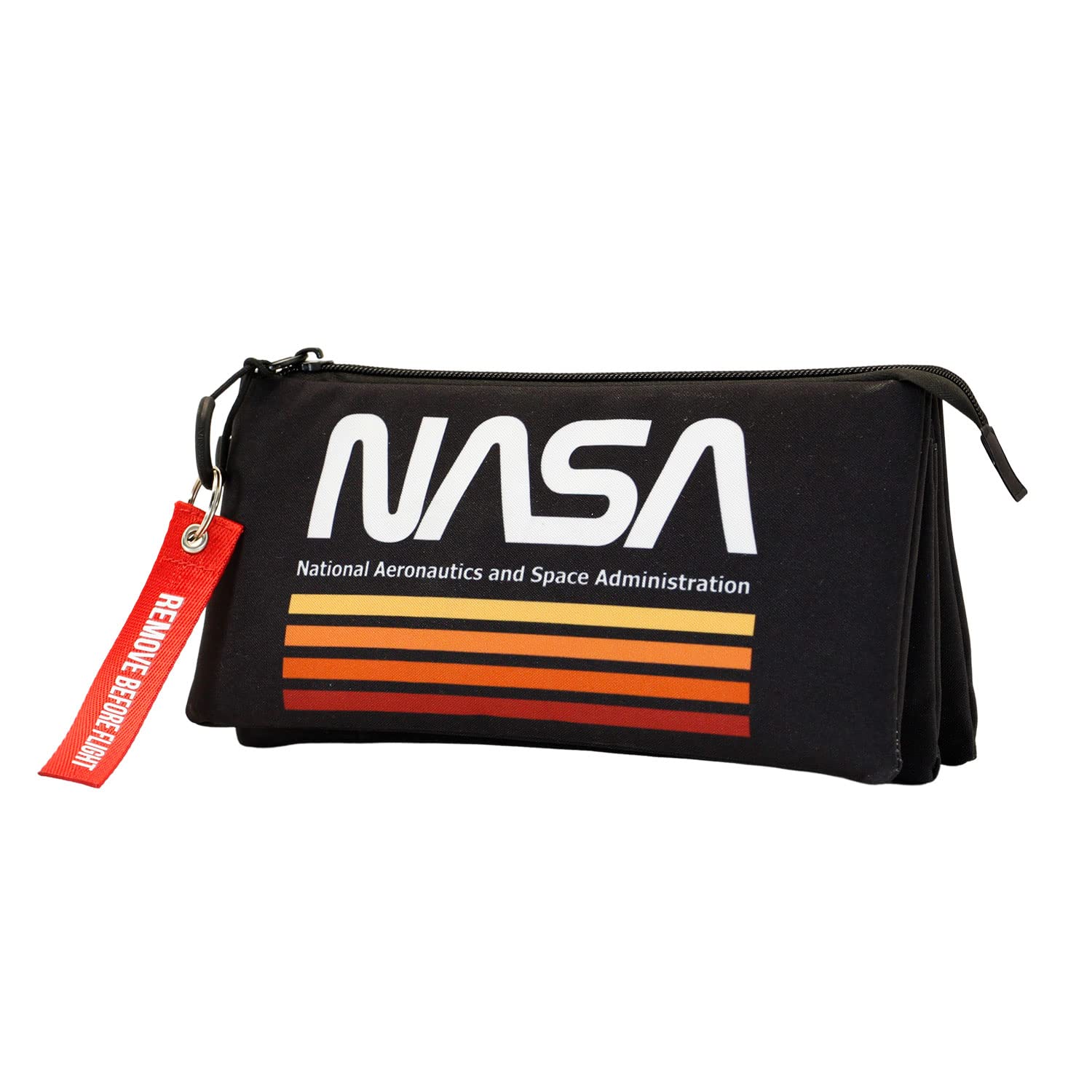 NASA Black-FAN Triple Pencil Case, Black, 23 x 11 cm