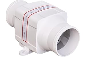 DC HOUSE 3'' in-Line Marine Bilge Air Boat Blower 12V Electric 130 CFM White