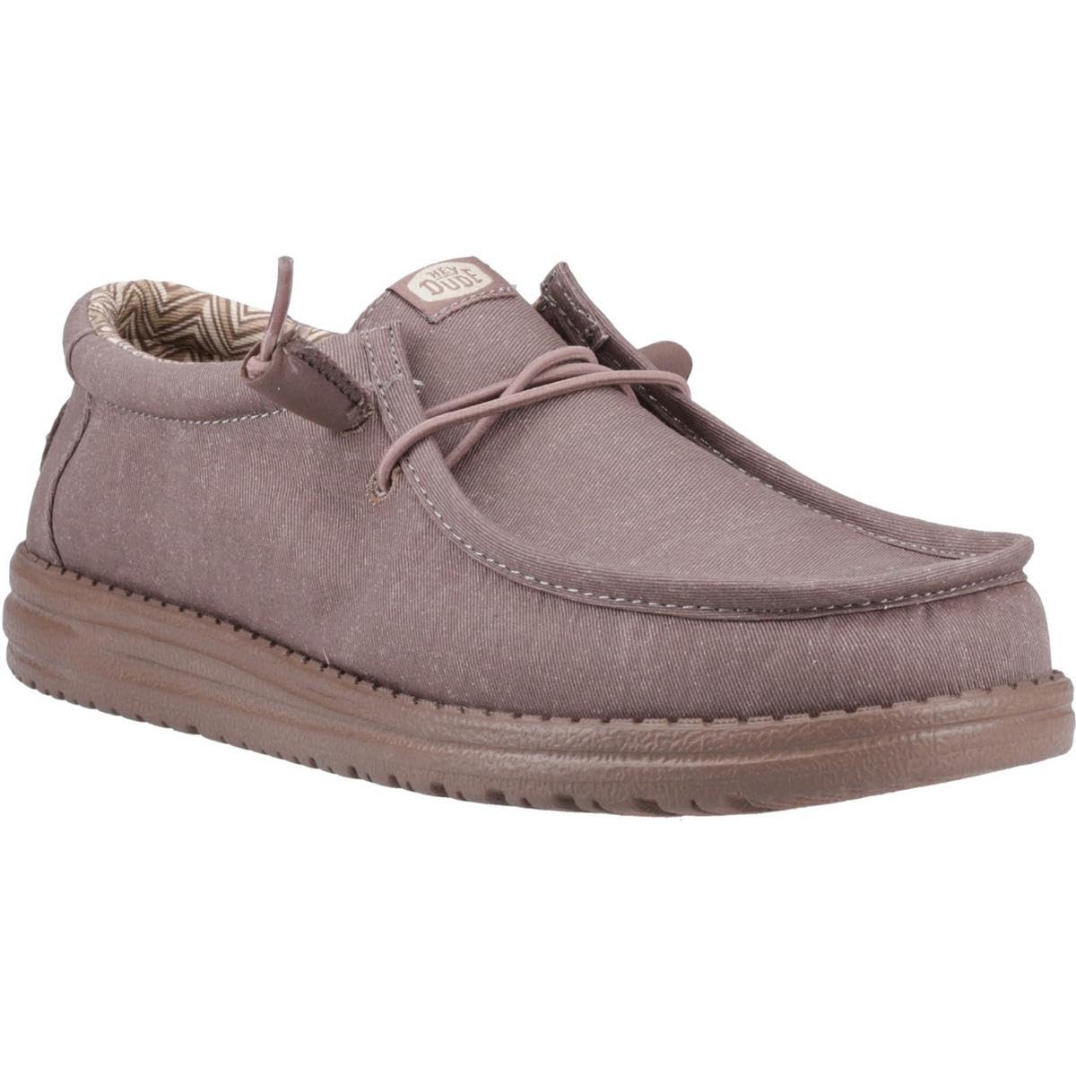 HEYDUDE Wally Stretch Canvas Deep Taupe Size 8, Men’s Shoes, Slip-on Loafers, Comfortable & Light-Weight Image