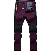 LINLANG EN Women's Snow Ski Pants Fleece Lined Winter Outdoor Waterproof Insulated Warm Softshell Hiking Cargo Pants