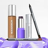 Wonderskin Woke up like this All-Day Stay Set, Hyper-Bond Foundation in Halo, Lip Rehab Serum Oil in Clear, 360 Contour Lipliner in Saddle, 1440 Longwear Eyeliner in Kalamata and pHlush Stick