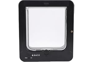 Generic Smart Cat Door, Automatic Flap Opening Cat Pet Door Collar Activated Dog Entry with 2 Collar Sensor, Remote Control, 