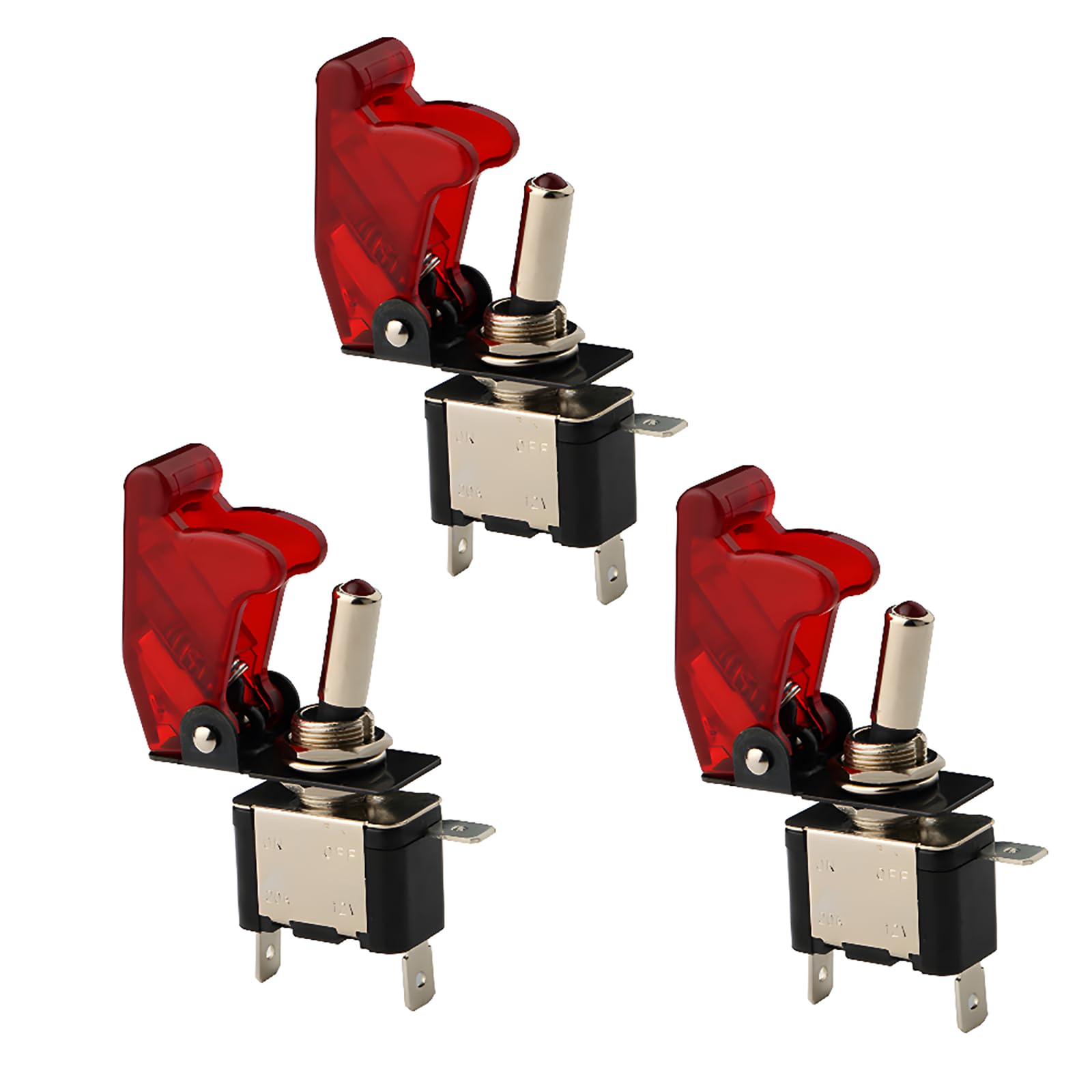 CESFONJER 3 Pcs LED Lights Cover Toggle Switches, Red Cover Rocker Toggle Switch, Car Auto Switch On/off (12V 20A Red).