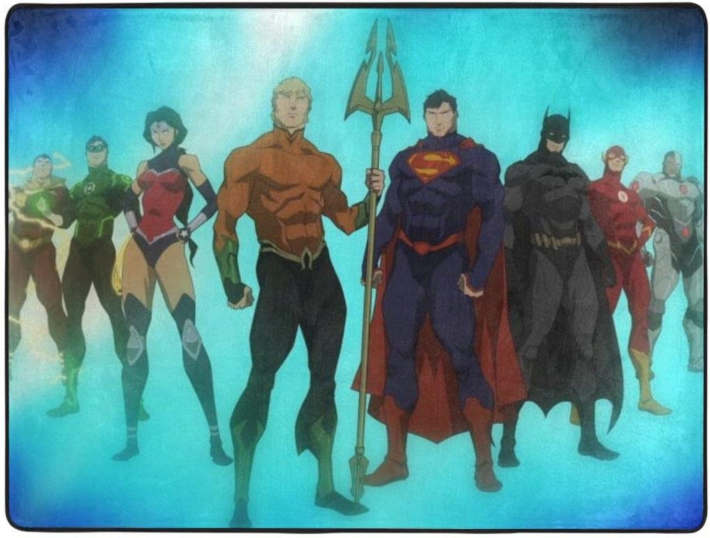 Justice League_ Throne of Atlantis Area Rugs Bedroom Camping Soft Carpets Kids Living Room Boys Girls Room Area Rug Nursery Home Decor Carpet 63 X 48 Inches