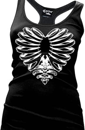 Cartel Ink Women's Skeleton Heart Racer Back Tank Top Black XL