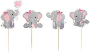 Amazon.com: Finduat - 48 piezas de decoración para cupcakes de elefante