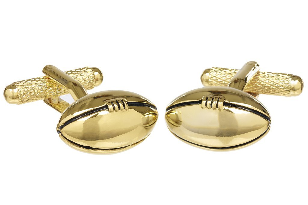 Rugby Ball Shirt Cufflinks in Gold or Silver Colour - Presented In GS Cufflink Box (Gold Colour)