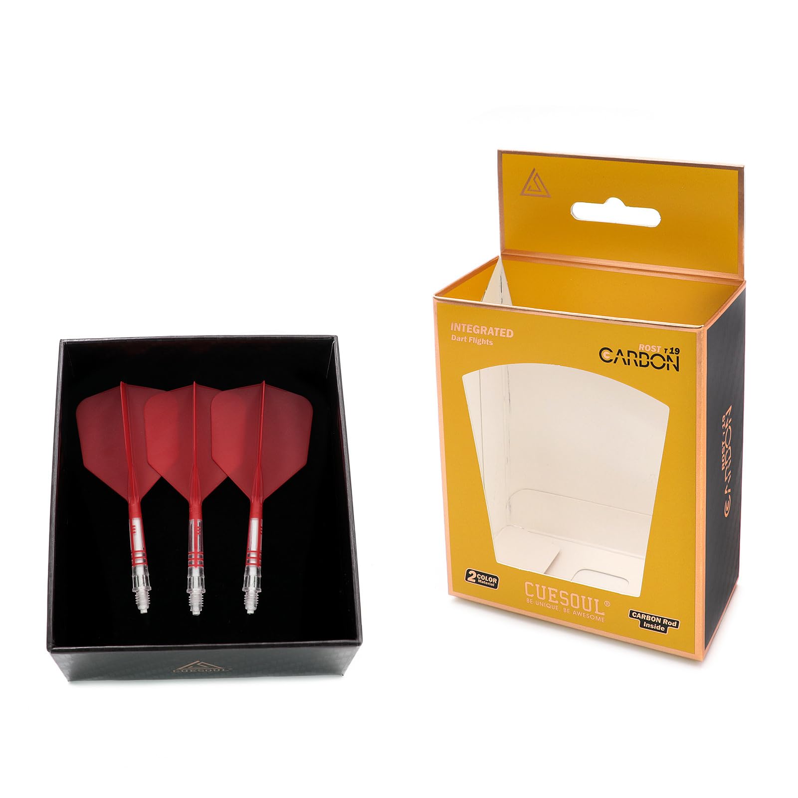 CUESOUL ROST T19 Carbon Integrated Dart Shaft and Flight Big Wing Shape,Set of 3