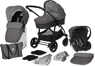 cbx 3-in-1 Kombikinderwagen-Set Leotie Pure 12-teilig mit Babyschale Shima, Faltbare Babywanne, 2x Regenverdeck, 2x Moskitonetz, Comfy Grey