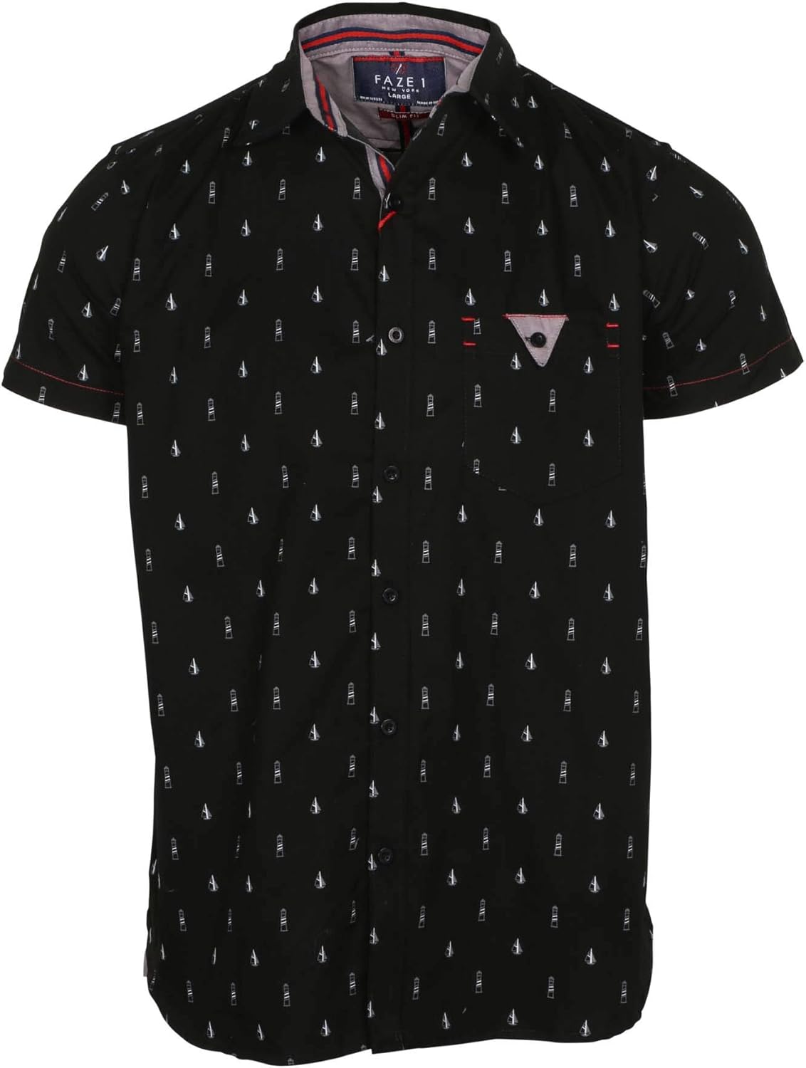 9 Crowns Men's All Over Print Button Up Slim Fit Casual Shirt