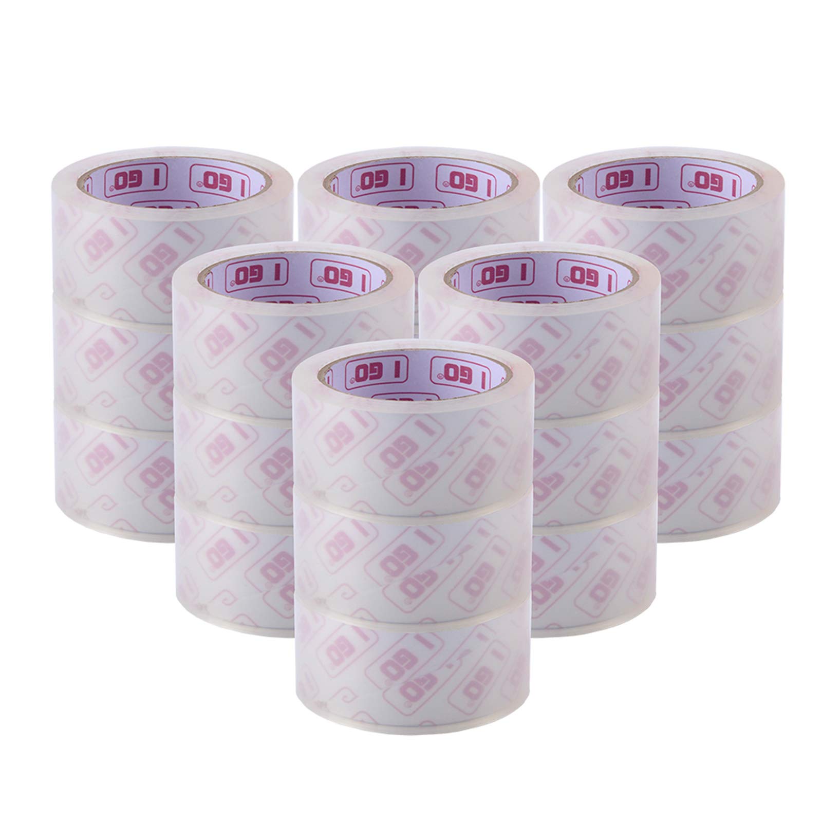 I GOClear Packing Tape, Packaging Tape Refills for Shipping Moving Box Mailing Storage Sealing, 1.88" Width x 54.68 yd. Length, 2.95" Core, Clear, 2.64 mils/0.067 mm Thick (18 Rolls per Pack)