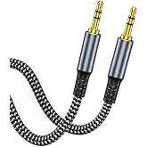 MORELECS Aux Cord 4ft - Premium 3.5mm to 3.5mm Audio Cable for Car Stereo | Nylon Braided Aux Cable for Headphones, Speakers, Home Stereo, Gold-Plated Auxiliary Cable