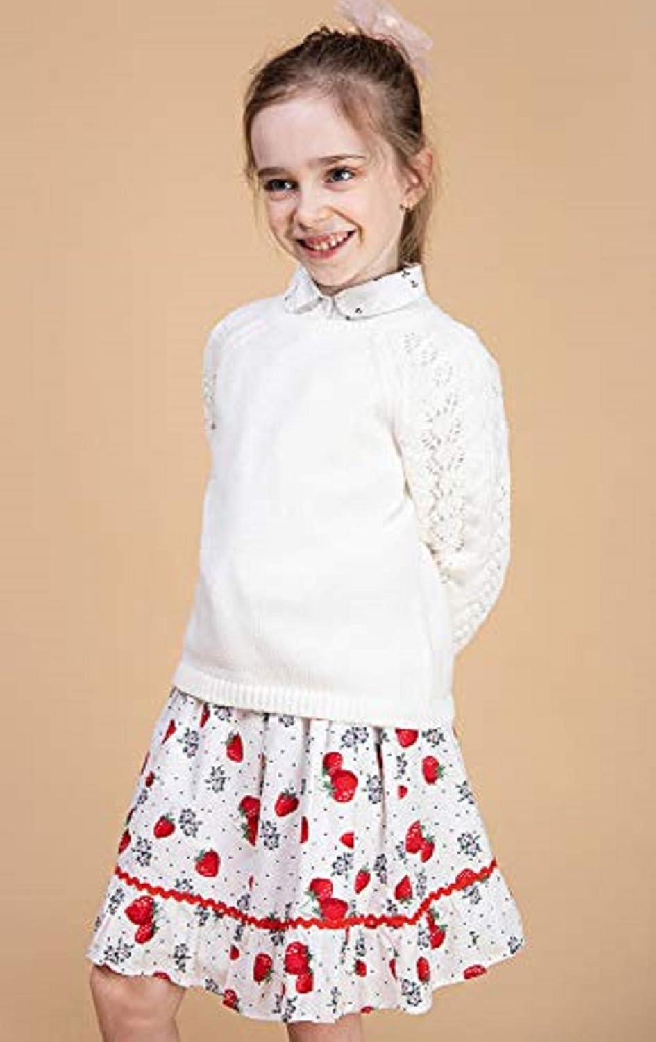 Kid Nation Girls' Pullover Long Sleeve Crewneck Fashion Cute Sweatshirts Holiday Sweater: Clothing