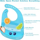 Vicloon Silicone Baby Bibs 2-Pack Adjustable Waterproof Food Catcher Pocket view 3