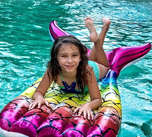 Pool Floats for Adults - Mermaid Pool Float - Large Inflatable Pool Floats for Kids and Adults - Easy Fill Valve - Huge Inflatable Floats for Pool, Beach Lake River Raft Floatie Toys Summer Fun - Thumbnail 4