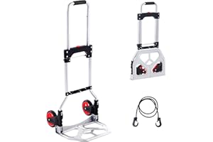 VEVOR Folding Hand Truck, 176 lbs Load Capacity, Aluminum Portable Cart, Convertible Hand Truck and Dolly with Telescoping Ha