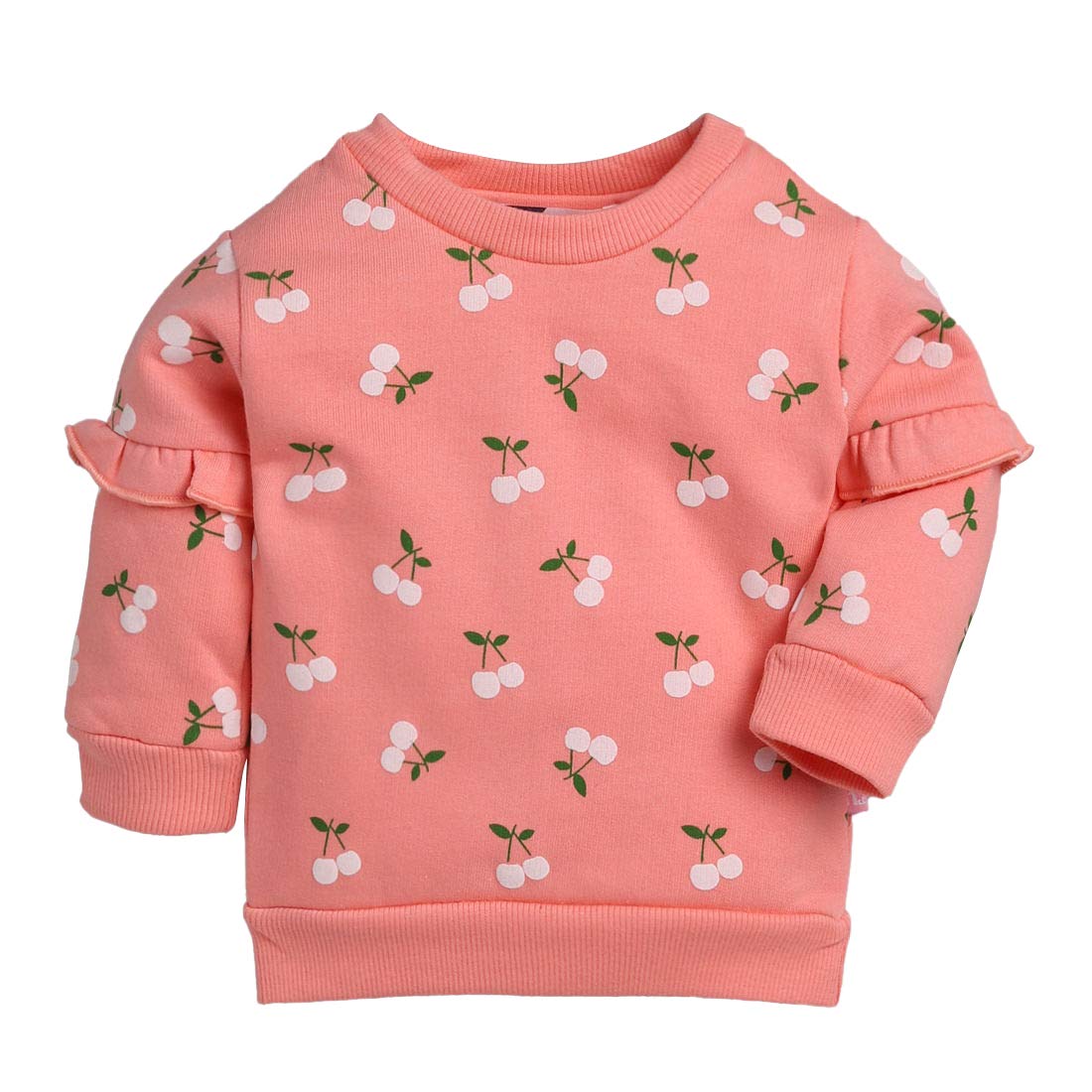 Hopscotch Baby Girls Cotton Full Sleeves Printed Sweatshirts in Peach Color for Ages 69 Months