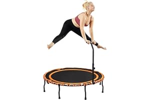 MATRIX-ATHLETIC Vimexciter 40" Foldable Mini Fitness Trampoline with Adjustable Foam Handle, Exercise Rebounder for Adults Kids Indoor/Garden Exercise, Max Load 330lbs, Blue