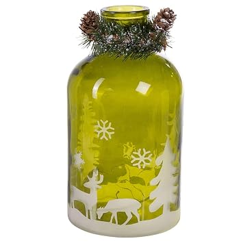 Pureday Weihnachtsdeko Deko Flasche Winterlandschaft Led