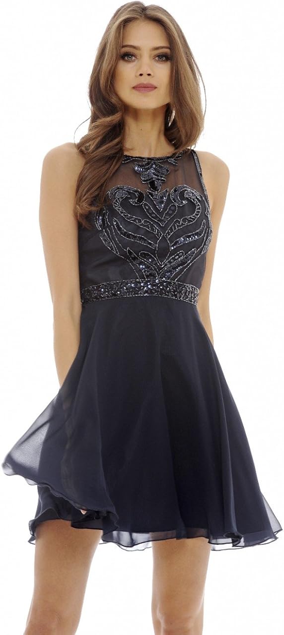 AX Paris Women's Embellished Chiffon Skater