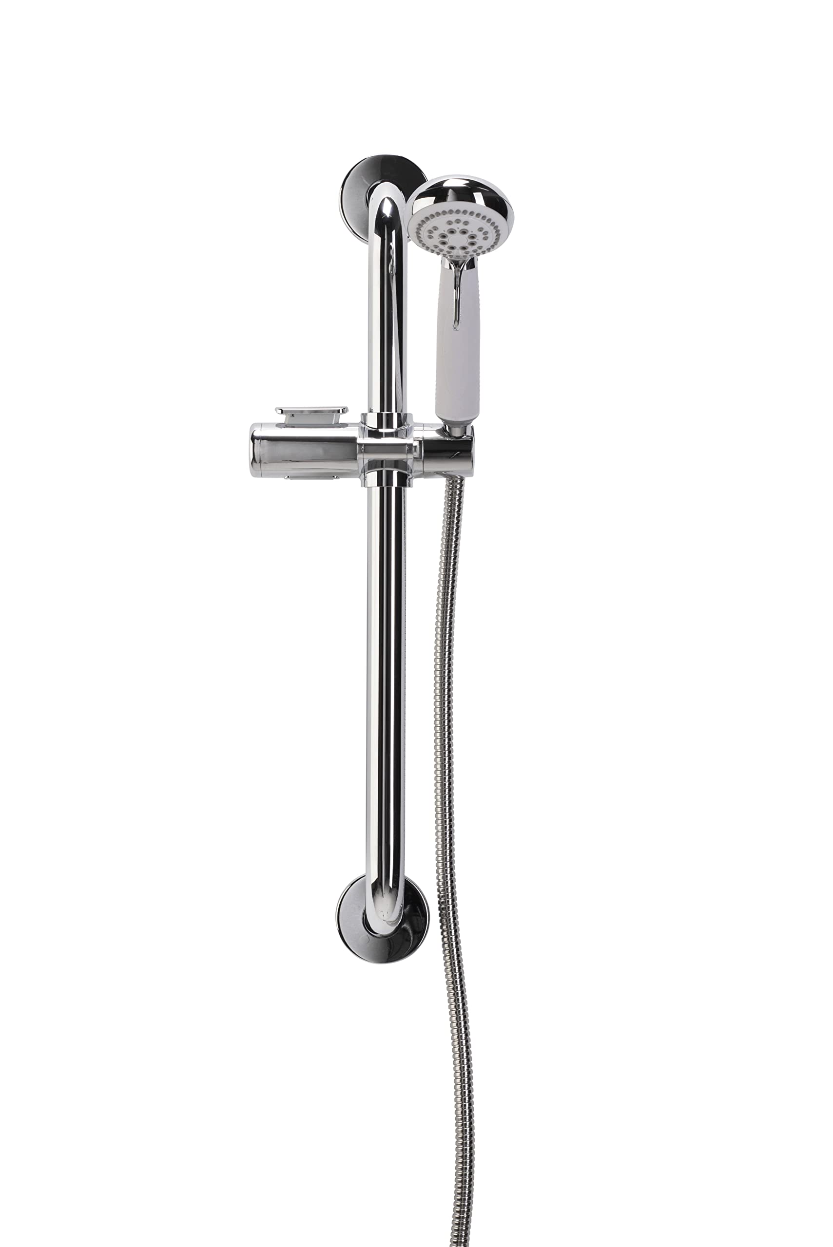 Croydex AP600241 Assistive Showering Kit includes 60 cm Stainless Steel Grab Bar/ Assistive Shower Handset/ Easy Move Slider/ 200 cm Stainless Steel Hose