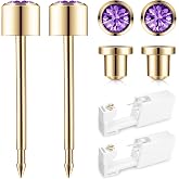 SugarTang Ear Piercing Kit Gold, Disposable Piercing Gun with Safety Back | 316L Surgical Stainless Steel Ear Studs, 4mm Round CZ Studs, for Women and Men, At-Home Self Piercing Kit (Amethyst)