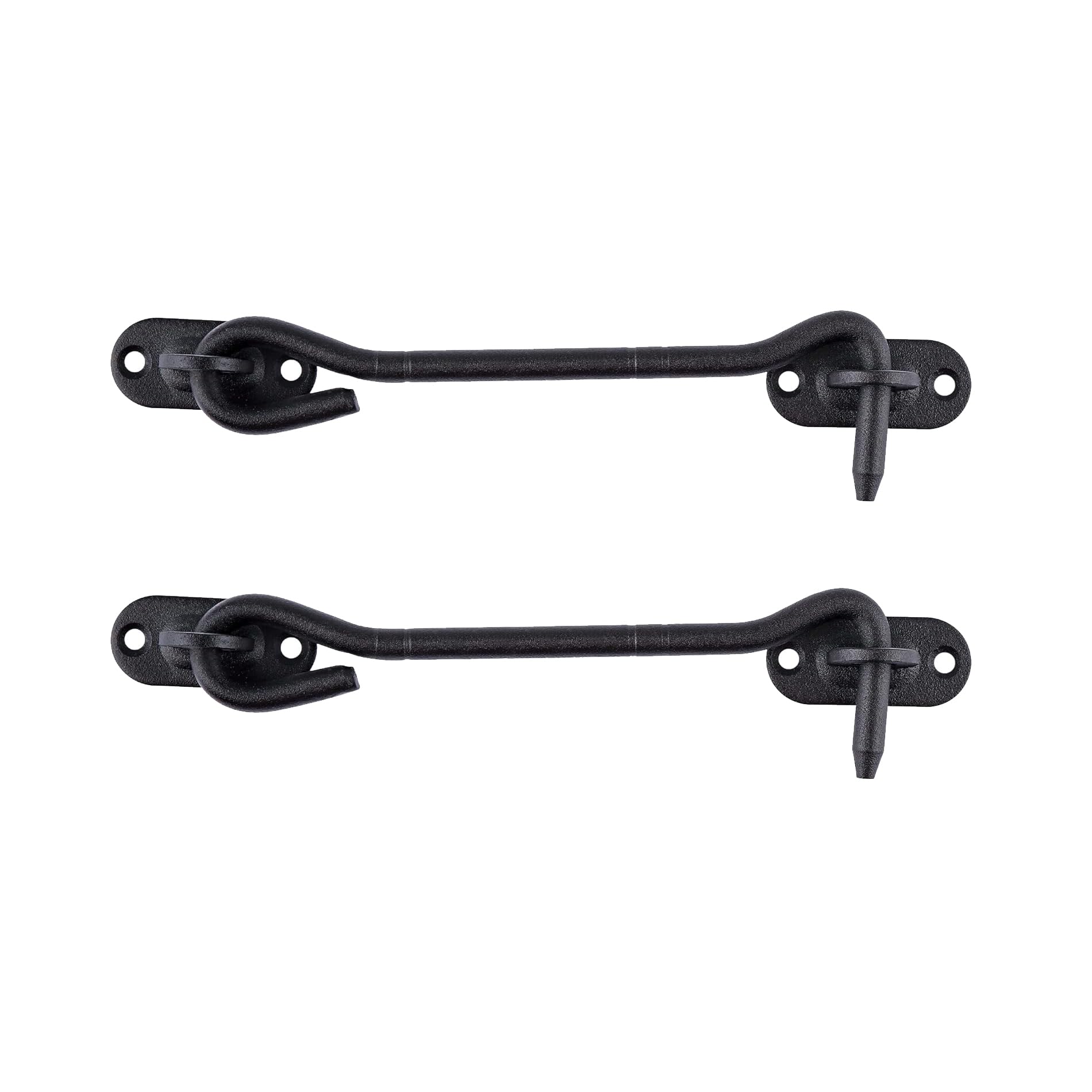 LIKERAINY Stainless Steel Cabin Hook 150 mm Gate Latch Door Lock for Sliding Barn Door Cabinet Window Shed Garden Fence Doors Black Pack of 2 pcs