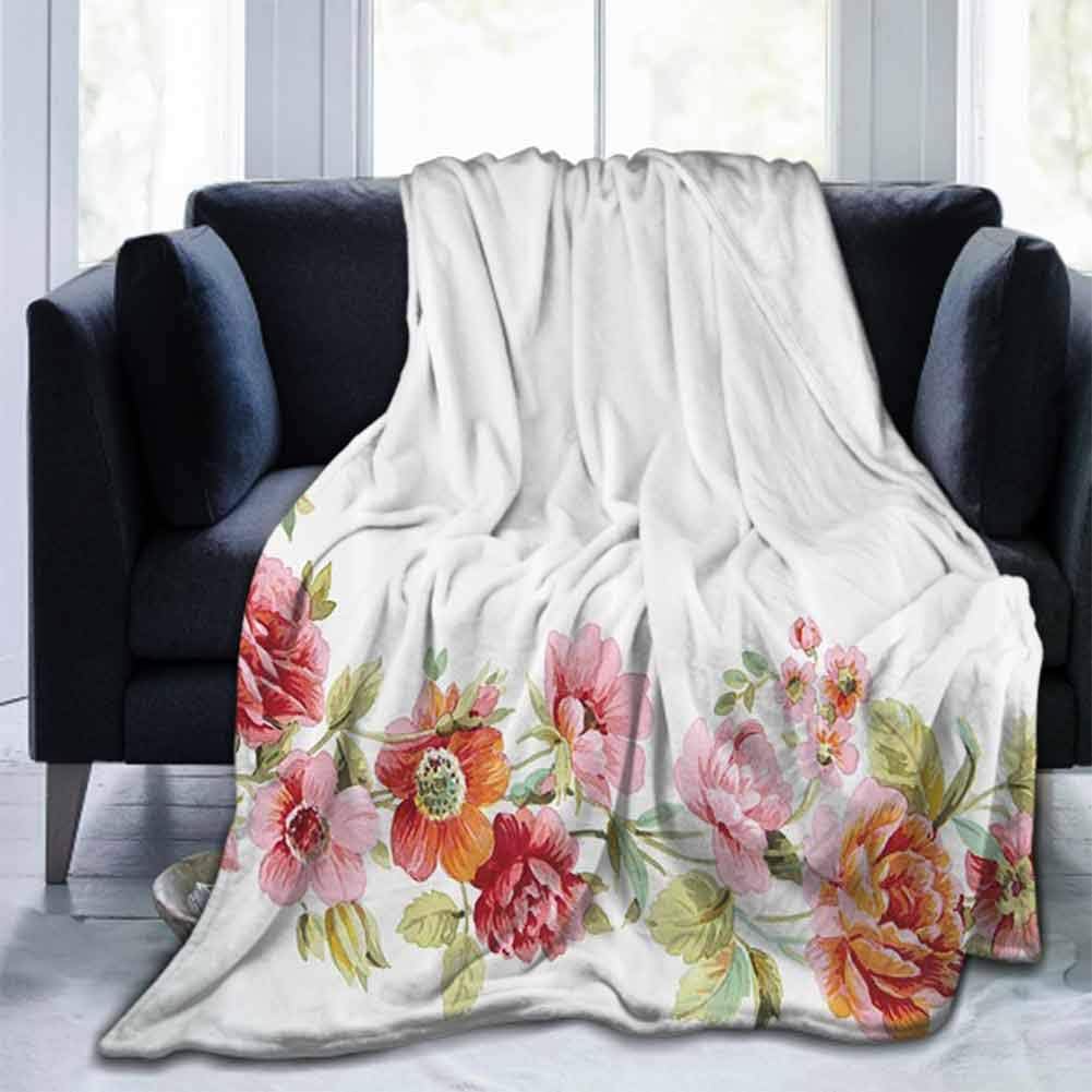 dsdsgog Soft Blanket Queen Watercolor Flower Decor