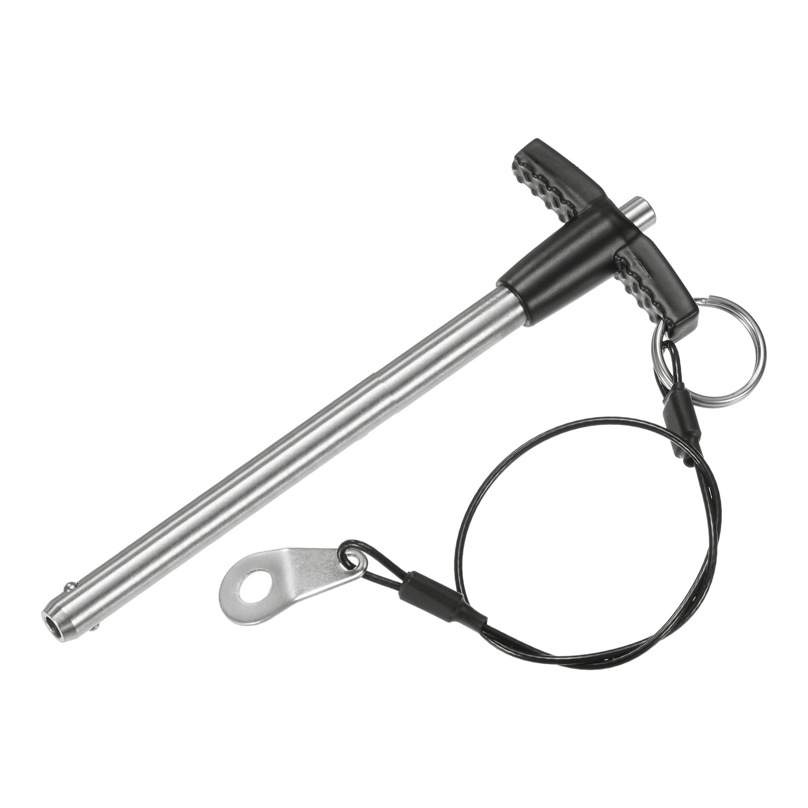 M METERXITY T Handle Lock Pin, 5/16" [8mm] Dia., 3-17/32 [90mm] Usage Length Push-Button Quick Release Locking Pins W Lanyard Cable for Speaker/Aviation/Gym/Machine [304 Stainless Steel]