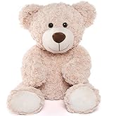 Tezituor Brown Beige Teddy Bear Stuffed Animal - 24 inches Teddy Bear Plush Toy for Boys and Girls
