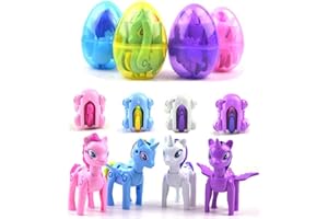 QINGQIU 4 Pack Jumbo Unicorn Deformation Easter Eggs with Toys Inside for Kids Boys Girls Toddlers Easter Basket Stuffers Fillers Gifts Party Favors