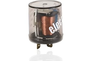 JEWKOT 12V 2 Pin 20A LED Turn Signal Flasher, Waterproof Metal Fast Response Cylinder Vehicle Light Relay Replacement, Automotive Relay Accessories, for Most Trucks SUVs Cars (Black)