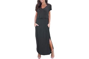 Smallshow Women's Maternity Nursing Dresses Split Long Dress for Breastfeeding