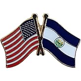 USA and El Salvador Flag Die-struck Metal Friendship Lapel Pin with Butterfly Clasp Closure