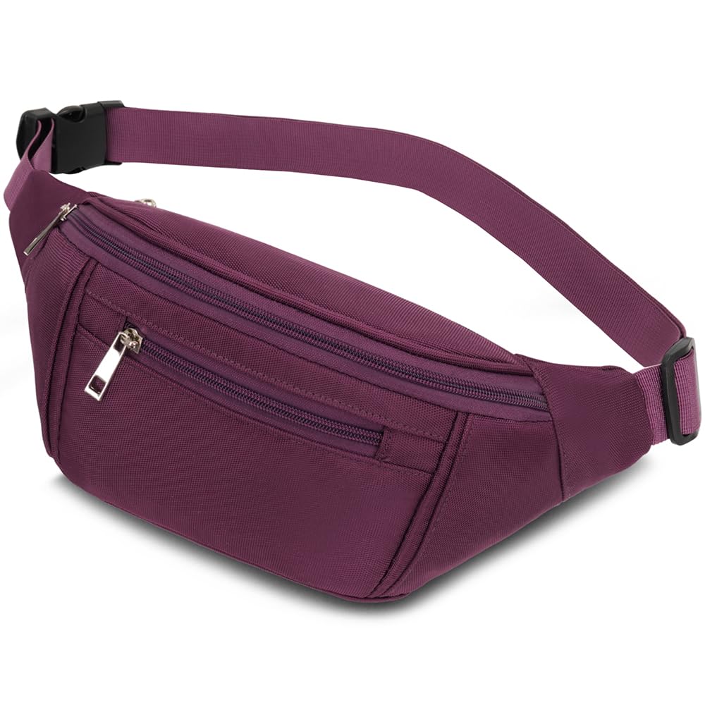 Bumbags Waist Fanny Packs for Men Women, Fashion Bum Bag with Adjustable Belt for Sport Running Hiking Jogging Travel Cycling Walking Dog Boys Ladies ect (Purple)