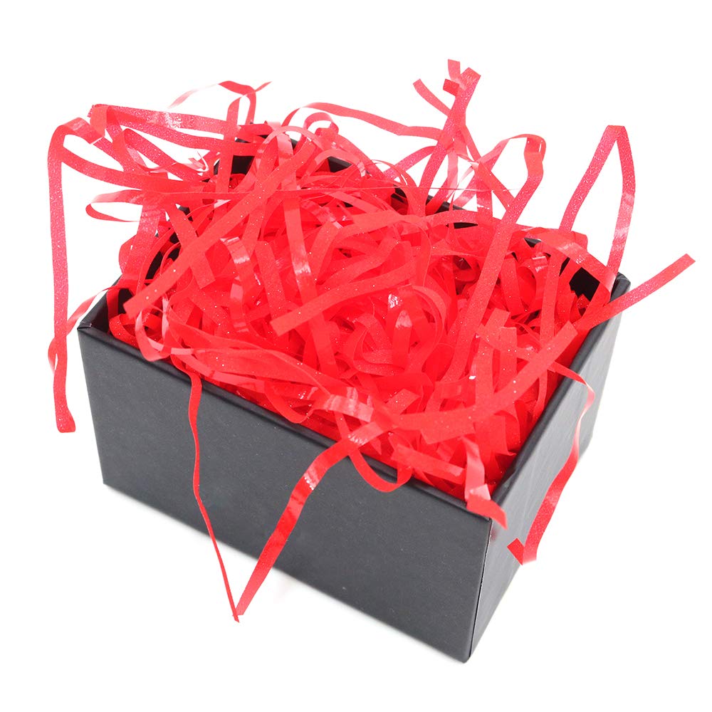 Shiwaki 50g Glitter Raffia Paper Shreds & Strands Shredded Crinkle Confetti for DIY Gift Wrapping & Basket Filling - Bright Red