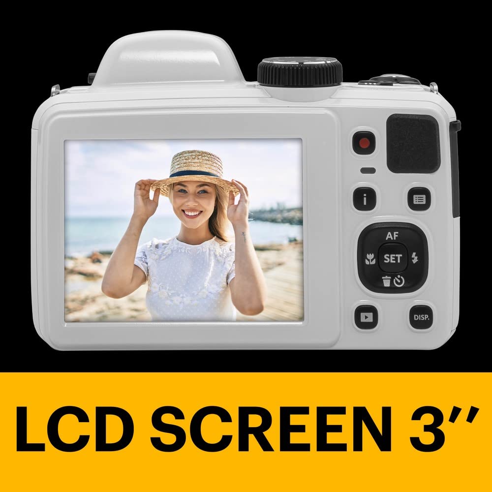 KODAK PIXPRO AZ425-WH 20MP Digital Camera 42X Optical Zoom 24mm Wide Angle Lens 1080P Full HD Video Optical Image Stabilization Li-Ion Battery 3